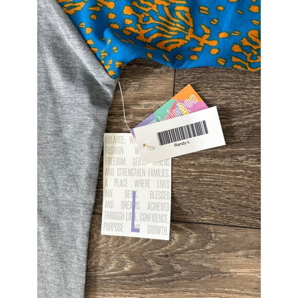 NWT LULAROE RANDY GREY WOMENS BLOUSE TOP SIZE L TAPESTRY 3/4 SLEEVE STRETCH - Picture 4 of 8